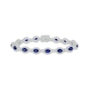 Thumbnail Image 1 of Oval-Cut Blue Lab-Created Sapphire & White Lab-Created Sapphire Link Bracelet Sterling Silver 7.25&quot;