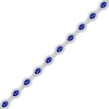 Thumbnail Image 2 of Oval-Cut Blue Lab-Created Sapphire & White Lab-Created Sapphire Link Bracelet Sterling Silver 7.25&quot;