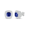 Thumbnail Image 1 of Cushion-Cut Blue Lab-Created Sapphire & White Lab-Created Sapphire Stud Earrings Sterling Silver