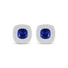 Thumbnail Image 2 of Cushion-Cut Blue Lab-Created Sapphire & White Lab-Created Sapphire Stud Earrings Sterling Silver