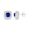 Thumbnail Image 3 of Cushion-Cut Blue Lab-Created Sapphire & White Lab-Created Sapphire Stud Earrings Sterling Silver