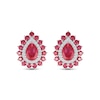 Thumbnail Image 1 of Pear-Shaped Lab-Created Ruby & White Lab-Created Sapphire Double Halo Stud Earrings Sterling Silver