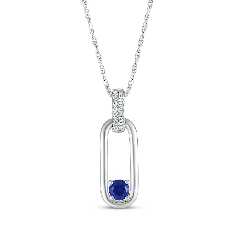 Main Image 1 of Blue & White Lab-Created Sapphire Drop Necklace Sterling Silver 18&quot;