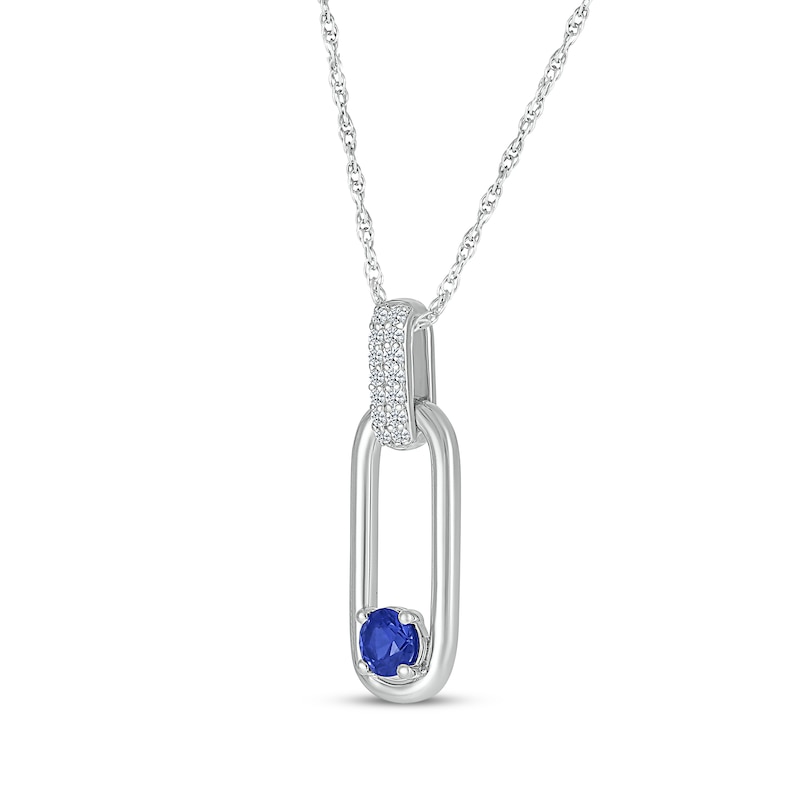 Main Image 2 of Blue & White Lab-Created Sapphire Drop Necklace Sterling Silver 18&quot;