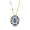 Thumbnail Image 1 of Le Vian Venetian Color on Color Oval-Cut Blue Sapphire Necklace 1/5 ct tw Diamonds 14K Honey Gold 19&quot;