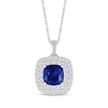 Thumbnail Image 1 of Cushion-Cut Blue Lab-Created Sapphire & White Lab-Created Sapphire Necklace Sterling Silver 18&quot;