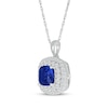 Thumbnail Image 2 of Cushion-Cut Blue Lab-Created Sapphire & White Lab-Created Sapphire Necklace Sterling Silver 18&quot;