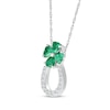 Thumbnail Image 2 of Heart-Shaped Lab-Created Emerald & White Lab-Created Sapphire Lucky Necklace Sterling Silver 18&quot;