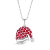 Thumbnail Image 1 of Lab-Created Ruby & White Lab-Created Sapphire Santa Hat Necklace Sterling Silver 18&quot;