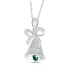 Thumbnail Image 2 of Lab-Created Emerald & White Lab-Created Sapphire Bell Necklace Sterling Silver 18&quot;