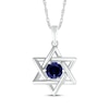 Thumbnail Image 1 of Blue Lab-Created Sapphire Star of David Necklace Sterling Silver 18&quot;