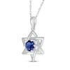 Thumbnail Image 2 of Blue Lab-Created Sapphire Star of David Necklace Sterling Silver 18&quot;