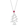 Thumbnail Image 1 of Lab-Created Ruby & White Lab-Created Sapphire Christmas Tree Necklace Sterling Silver 18&quot;