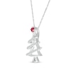 Thumbnail Image 2 of Lab-Created Ruby & White Lab-Created Sapphire Christmas Tree Necklace Sterling Silver 18&quot;