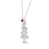 Thumbnail Image 2 of Lab-Created Ruby & White Lab-Created Sapphire Christmas Tree Necklace Sterling Silver 18&quot;