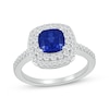 Thumbnail Image 1 of Cushion-Cut Blue Lab-Created Sapphire & White Lab-Created Sapphire Ring Sterling Silver