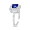 Thumbnail Image 2 of Cushion-Cut Blue Lab-Created Sapphire & White Lab-Created Sapphire Ring Sterling Silver