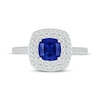 Thumbnail Image 4 of Cushion-Cut Blue Lab-Created Sapphire & White Lab-Created Sapphire Ring Sterling Silver