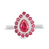 Thumbnail Image 3 of Pear-Shaped Lab-Created Ruby & White Lab-Created Sapphire Double Halo Ring Sterling Silver