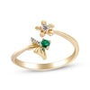 Thumbnail Image 0 of Emerald & Diamond Deconstructed Butterfly Flower Ring 1/20 ct tw 10K Yellow Gold