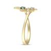 Thumbnail Image 1 of Emerald & Diamond Deconstructed Butterfly Flower Ring 1/20 ct tw 10K Yellow Gold