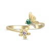 Thumbnail Image 2 of Emerald & Diamond Deconstructed Butterfly Flower Ring 1/20 ct tw 10K Yellow Gold