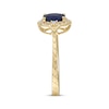 Thumbnail Image 2 of Oval-Cut Blue Sapphire & Diamond Arabesque Frame Ring 1/15 ct tw 10K Yellow Gold