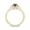 Thumbnail Image 3 of Oval-Cut Blue Sapphire & Diamond Arabesque Frame Ring 1/15 ct tw 10K Yellow Gold