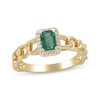 Thumbnail Image 1 of Emerald-Cut Emerald & Diamond Chain RIng 1/15 ct tw 10K Yellow Gold