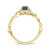 Thumbnail Image 3 of Emerald-Cut Emerald & Diamond Chain RIng 1/15 ct tw 10K Yellow Gold