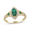 Thumbnail Image 1 of Marquise-Cut Emerald & Diamond Ring 1/4 ct tw 10K Yellow Gold