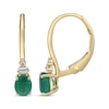 Thumbnail Image 1 of Oval-Cut Emerald & Diamond Drop Earrings 1/10 ct tw 10K Yellow Gold