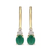 Thumbnail Image 2 of Oval-Cut Emerald & Diamond Drop Earrings 1/10 ct tw 10K Yellow Gold