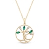 Thumbnail Image 0 of Emerald & DIamond Tree of Life Pendant 1/20 ct tw 10K Yellow Gold 18"