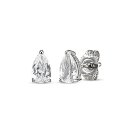 Pear-Shaped White Lab-Created Sapphire Solitaire Stud Earrings Sterling Silver