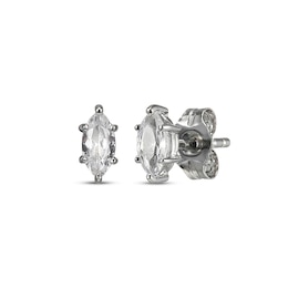 Marquise-Cut White Lab-Created Sapphire Solitaire Stud Earrings Sterling Silver