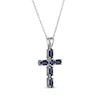 Thumbnail Image 2 of Marquise & Round-Cut Blue Lab-Created Sapphire Cross Necklace Sterling Silver 18&quot;