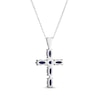 Thumbnail Image 3 of Marquise & Round-Cut Blue Lab-Created Sapphire Cross Necklace Sterling Silver 18&quot;