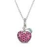 Thumbnail Image 0 of Lab-Created Ruby & Lab-Created Emerald Apple Necklace Sterling Silver 18"