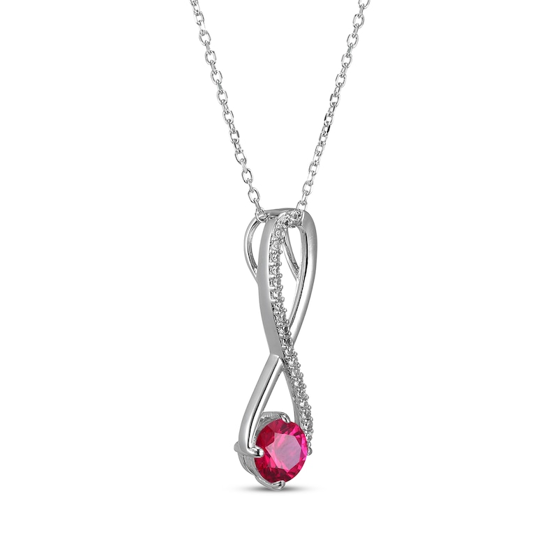 Main Image 2 of Lab-Created Ruby & White Lab-Created Sapphire Swirl Necklace Sterling Silver 18&quot;