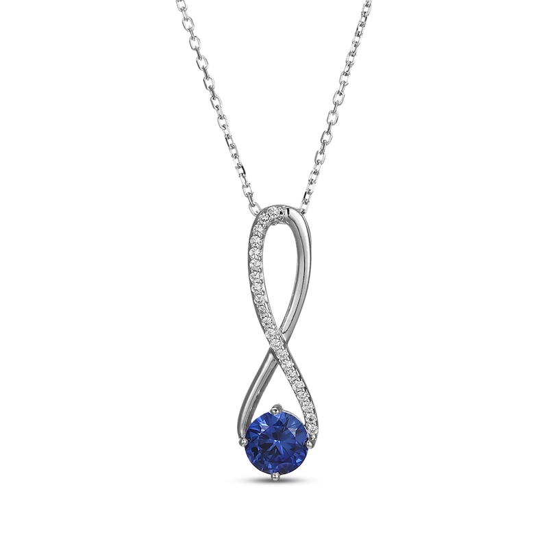 Main Image 1 of Blue & White Lab-Created Sapphire Swirl Necklace Sterling Silver 18&quot;