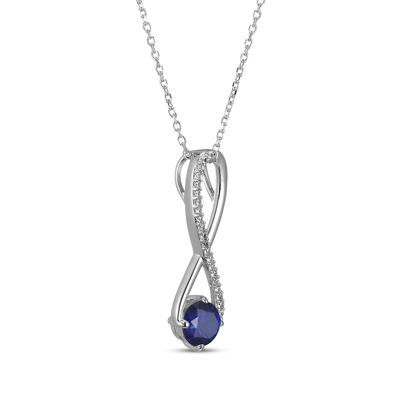 Main Image 2 of Blue & White Lab-Created Sapphire Swirl Necklace Sterling Silver 18&quot;