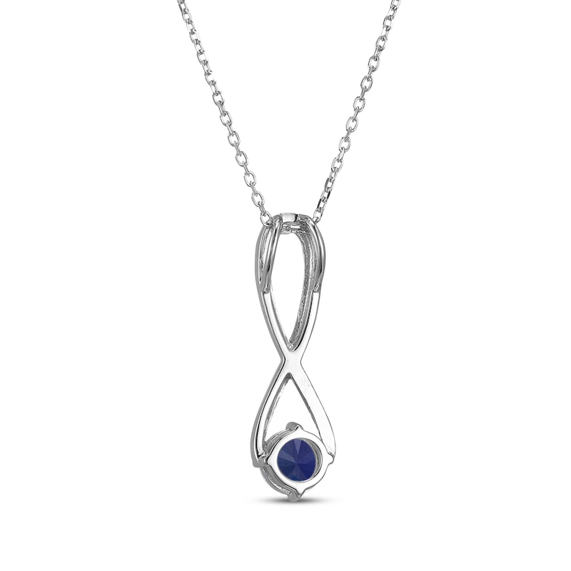 Blue & White Lab-Created Sapphire Swirl Necklace Sterling Silver 18