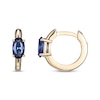 Thumbnail Image 2 of Oval-Cut Blue Lab-Created Sapphire Huggie Hoop Earrings 10K Yellow Gold