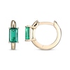 Thumbnail Image 2 of Emerald-Cut Lab-Created Emerald Huggie Hoop Earrings 10K Yellow Gold