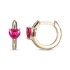 Thumbnail Image 2 of Heart-Shaped Lab-Created Ruby Huggie Hoop Earrings 10K Yellow Gold