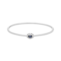 Oval-Cut Blue Lab-Created Sapphire & White Lab-Created Sapphire Flex Bangle Bracelet Sterling Silver