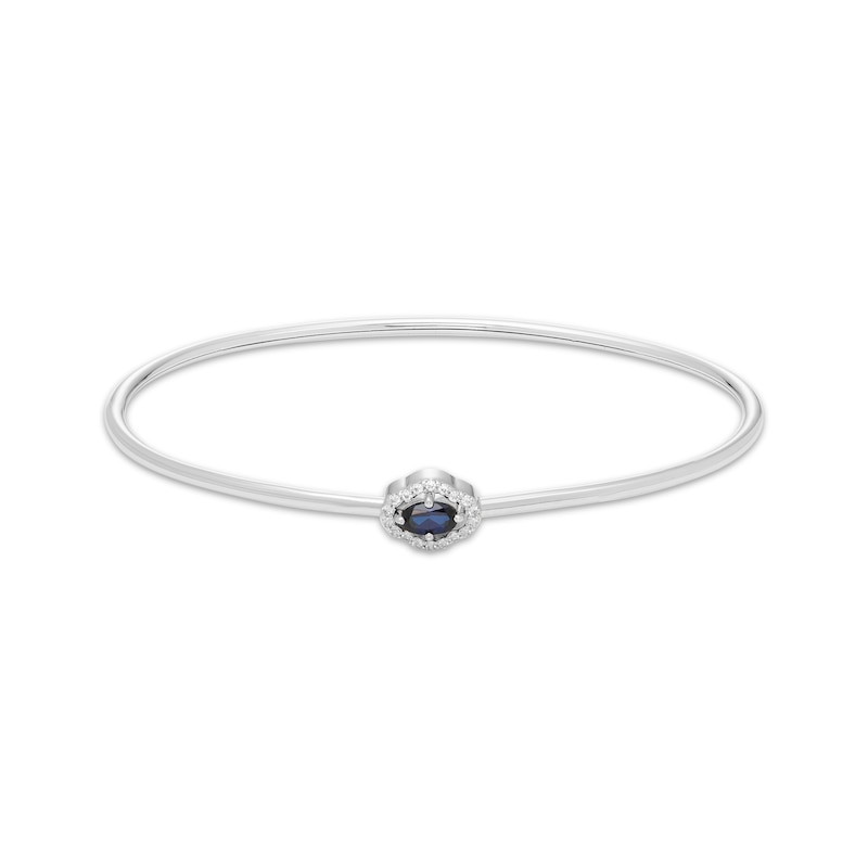 Oval-Cut Blue Lab-Created Sapphire & White Lab-Created Sapphire Flex ...