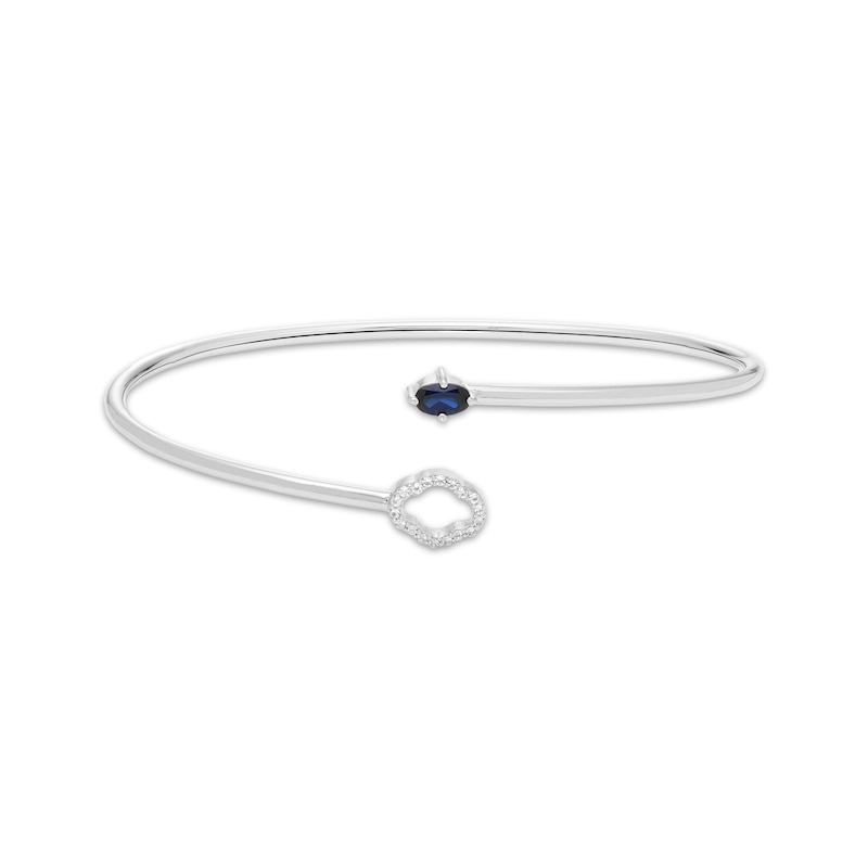 Main Image 3 of Oval-Cut Blue Lab-Created Sapphire & White Lab-Created Sapphire Flex Bangle Bracelet Sterling Silver