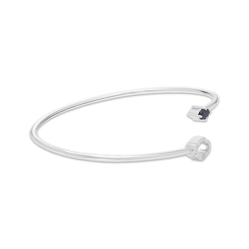 Main Image 4 of Oval-Cut Blue Lab-Created Sapphire & White Lab-Created Sapphire Flex Bangle Bracelet Sterling Silver